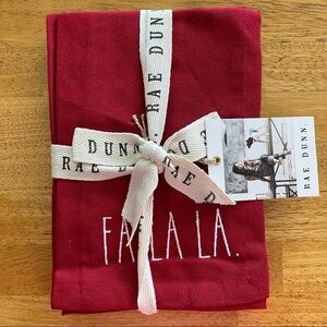 Rae Dunn FA LA LA Cloth Embroidered Napkins Set of 4 Brand New!